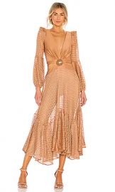 PatBO Cut Out Netted Beach Dress in Almond from Revolve com at Revolve