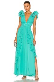 PatBO Flutter Sleeve Maxi Dress in Cyan  FWRD at Forward