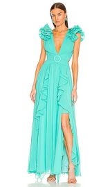 PatBO Flutter Sleeve Maxi Dress in Cyan at Revolve