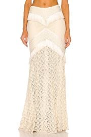 PatBO Fringe Trim Maxi Skirt in Sandstone FWRD at FWRD