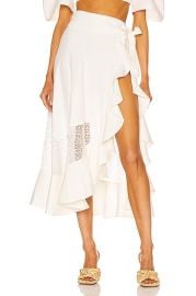 PatBO Linen Midi Wrap Skirt in White FWRD at Forward