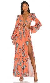 PatBO Long Sleeve Cutout Dress in Heliconia Coral from Revolve com at Revolve