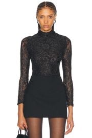 PatBO Metallic Lace High Neck Bodysuit in Black FWRD at FWRD