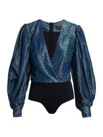 PatBO Metallic Plunge Bodysuit  SaksFifthAvenue at Saks Fifth Avenue