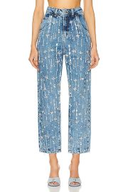 PatBO Rinestone Beaded Straight Leg in Denim FWRD at FWRD