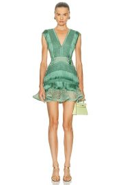 PatBO Samba Fringe Cut Out Mini Dress in Light Green FWRD at FWRD