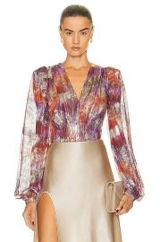 PatBO Tie Dye Lurex Plunge Bodysuit in Multi FWRD at FWRD