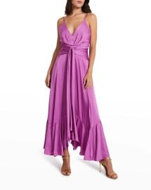 PatBO Tie-Front Flounce-Hem Midi Dress at Neiman Marcus