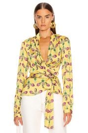 PatBo Floral Print Wrap Top in Bright Yellow   FWRD at Forward