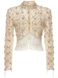 Patbo Hand beaded tulle top at Luisaviaroma