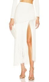 Patbo Knit Fringe Trim Midi Skirt In Ecru at Revolve