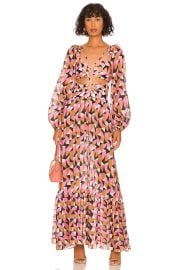 Patbo Plitka Lace Up Long Sleeve Maxi Dress In Pink at Revolve
