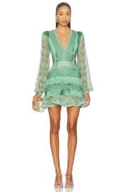 Patbo Samba Fringe Long Sleeve Mini Dress In Light Green at Revolve