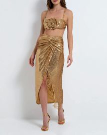 Patbo Sequin Draped Midi Skirt at Patbo