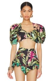 Patbo Tropicalia Puff Sleeve Crop Top at Revolve