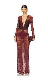 Patbo X Camila Coelho Long Sleeve Maxi Dress In Dark Red at Revolve
