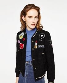 zara bomber jacket with patches