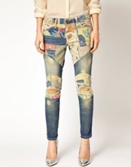 Patched jeans by Current Elliot at Asos