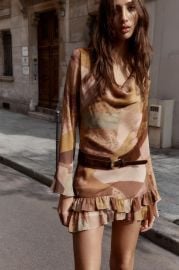 Patchwork Print Belted Mini Dress at Zara