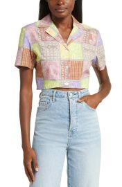 Patchwork Print Crop Camp Shirt at Nordstrom Rack