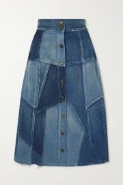 Patchwork denim midi skirt at Net a Porter