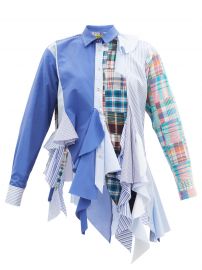 Patchwork godet upcycled cotton-poplin shirt at Matches