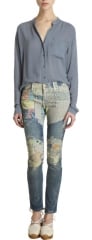 Patchwork jeans by Current Elliot at Barneys Warehouse