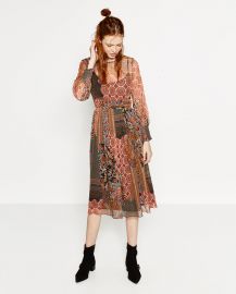 Patchwork style print dress  at Zara