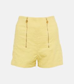 Patou High Rise Tweed Shorts in Mimosa at Mytheresa