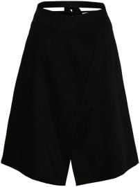 Patou Wraparound Gabardine Midi Skirt Black at Farfetch