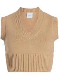 Patou wool-cashmere Cropped Vest Neutrals ID at Farfetch