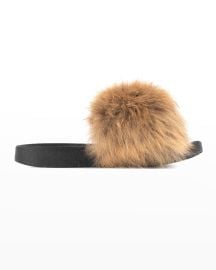 Patricia Green Foxy Pom Slippers at Neiman Marcus