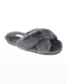 Patricia Green Mt Hood Shearling Crisscross Slippers at Neiman Marcus