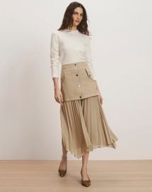 Patricka Layered Midi Skirt in Beige Sand at Veronica Beard