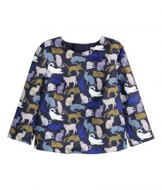 Patterned Blouse in Dark Blue Cats at H&M