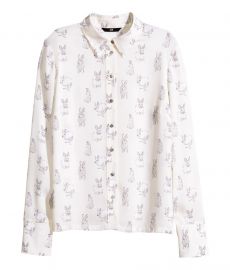 Patterned Blouse in White Rabbits at H&M