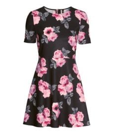 Patterned Dress in Black Floral at H&M