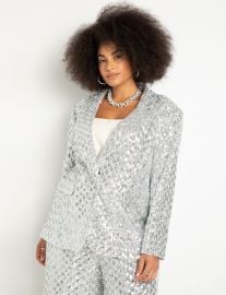 Patterned Sequin Blazer Women39s Plus Size Coats Jackets ELOQUII at Eloquii