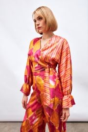 Patterned Wrap Top and Pants at Sateen