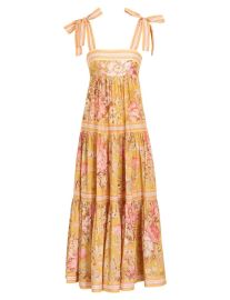 Pattie Tie Shoulder Dress Mustard Floral Online  Zimmermann at Zimmermann