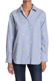 Paul  amp  Joe Sister   Renata Floral Embroidered Gingham Tunic Shirt   Nordstrom Rack at Nordstrom Rack