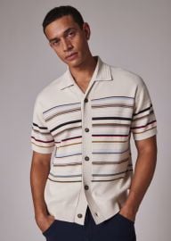 Paul Smith Ecru Signature Stripe Knitted Cotton Short Sleeve Shirt at Paul Smith