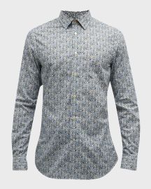 Paul Smith Floral Print Organic Cotton Dress Shirt at Neiman Marcus