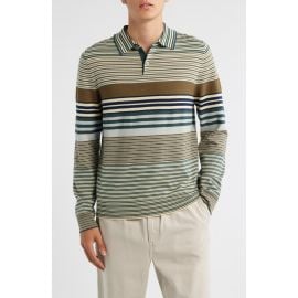 Paul Smith London Stripe Long Sleeve Merino Wool Polo at Nordstrom