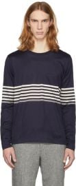 Paul Smith Navy Long Sleeve Chest Stripe T-Shirt at SSENSE