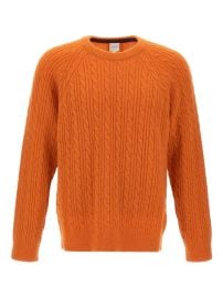 Paul Smith cable-knit Crew Neck Sweater Orange at Farfetch