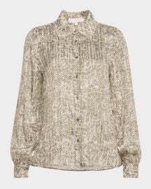 Pauline Button-Front Silk Blouse at Neiman Marcus