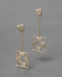 Pave Checkerboard Chain Drop Post Earrings - Gold ALEXIS BITTAR at Alexis Bittar