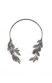 Pave Stone Leaf Collar at Bcbg