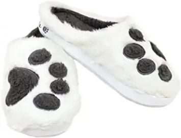 Paw Print Slippers - I Sleep With Dogs Large at  Womens Clothing store at Amazon